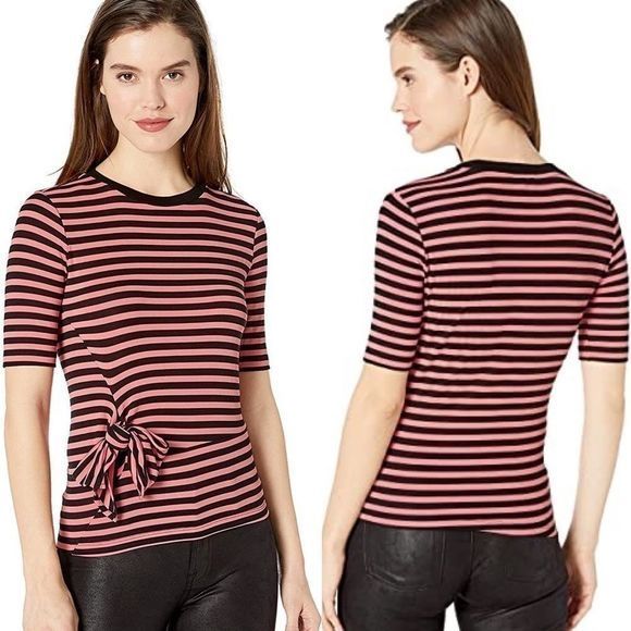 Ella Moss Khloe Striped Tie Knot Knit Tee - Picture 1 of 10